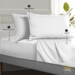 Gosmart Home 150tc Περκάλι Σετ 4τμχ (2 Σεντόνια+2 Μαξιλαροθήκες) Διπλά Comfort line με λάστιχο 140×200+30 & 220×260 Λευκό - Image 2