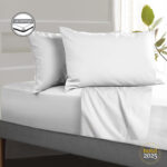 Gosmart Home 150tc Περκάλι Σετ 4τμχ (2 Σεντόνια+2 Μαξιλαροθήκες) Υπέρδιπλα Comfort line με λάστιχο 160×200+30 & 240×260 Λευκό