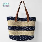 Gosmart Home Τσάντα Θαλάσσης 46x27cm Summer Fashion Μπεζ-Μπλε σκούρο