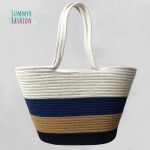 Gosmart Home Τσάντα Θαλάσσης 55x28,50cm Summer Fashion Λευκό-Μπλε-Μπεζ-Μαύρο