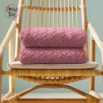 Cosy Life Extra Line Κουβέρτα Υπέρδιπλη 220x235 Coral Βελουτέ Πλεξούδα Super soft Σάπιο μήλο