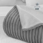 Isadore Lorraine Premium 3,5kg Γίγας Κουβέρτα Ριγέ Προβατάκι/Rabbit-Flannel-Coral Μονή 160x220 Γκρι - Image 2