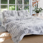 Cosy Life Σετ Παπλωματοθήκη Υπέρδιπλη 220x240+2 Μαξ/κες 50χ70 Γούνα Γίγας Rabbit-Flannel-Coral Γκρι